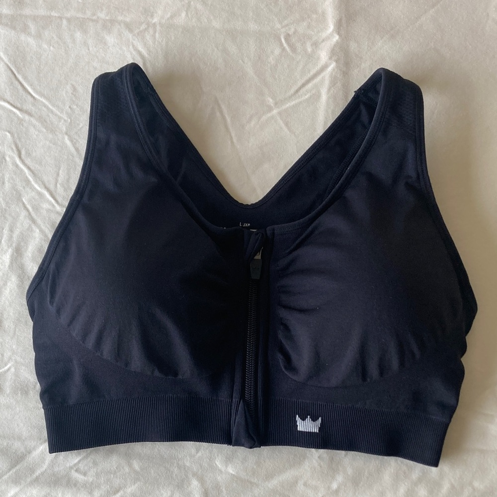 SHEFIT Women’s Front-Zip, Black, Sports Bra w/Wide Straps, Removable Padding